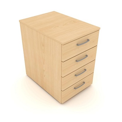 4 Drawer Mobile Under Desk Pedestal 300mm Wide Alpha Furniture