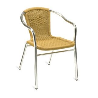 Outdoor Bistro Aluminium / Wicker Effect Stacking Cafe Armchair | Cafe Chairs | BCAA