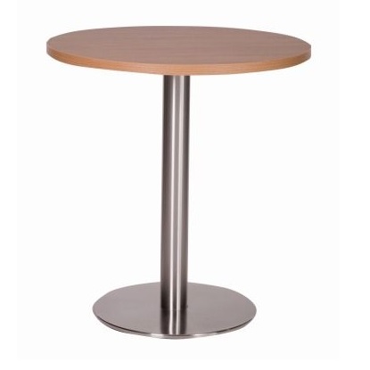 NEVADA Brushed Steel Round Pedestal Base Cafe/Dining Table with Square or Round MFC Top | All Crematoria Extras | CT3-D