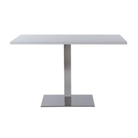 NEVADA Brushed Steel Single Pedestal Base Cafe/Dining Table with Rectangular MFC Top | All Crematoria Extras | CT5S-D
