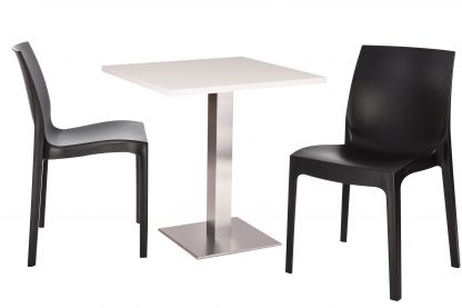 NEVADA Brushed Steel Square Pedestal Base Cafe/Dining Table with Square or Round MFC Top | All Crematoria Extras | CT3S-D