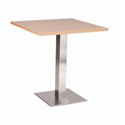 NEVADA Brushed Steel Square Pedestal Base Cafe/Dining Table with Square or Round MFC Top | All Crematoria Extras | CT3S-D