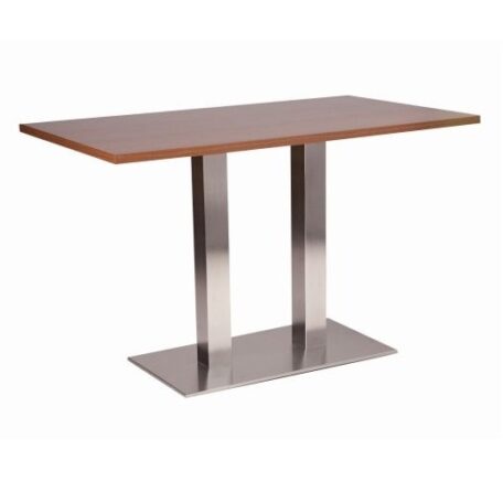 NEVADA Brushed Steel Twin Pedestal Base Cafe/Dining Table with Rectangular MFC Top | All Crematoria Extras | CT5T-D