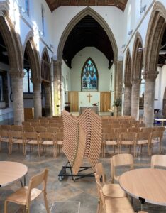 wooden church chairs, stacking church chairs, lightweight wooden chairs