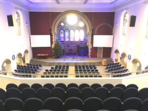 High Stacking Upholstered Church Chairs - SB2M at Holy Trinity Church in Leicester - high efficient lightweight stacking chair