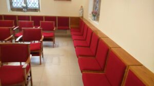 Bespoke upholstery, St Joseph's Church Gerrard's Cross. Alpha Furniture Church Chair Upholstery and Reupholstery Service